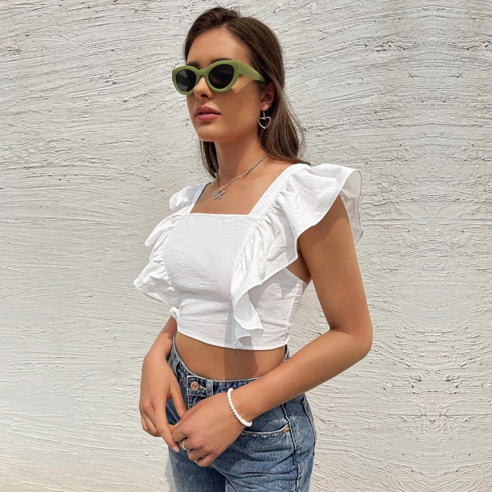 Backless Ruffle Crop Top - Picture 5 of 9